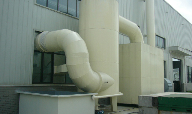 Spray painting exhaust gas treatment